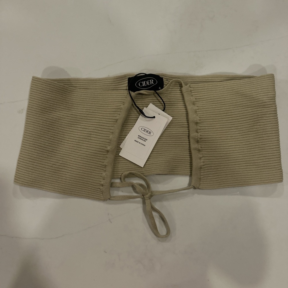 Cider Beige Ribbed Knit Top